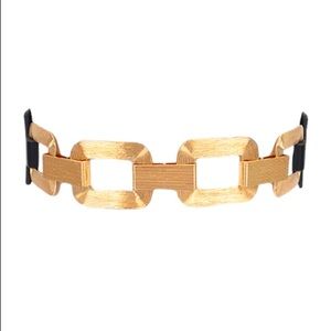 Black & Gold Brushed Accent Elastic Statement Belt
